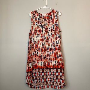 BLL New York Women’s Orange and Cream Sleeveless Tunic Dress L